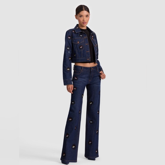 NWOT Alice + Olivia ROXIE EMBELLISHED JEAN - Picture 2 of 12